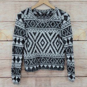 Lucky Brand Knit Geometric Aztec Monochrome Sweater S